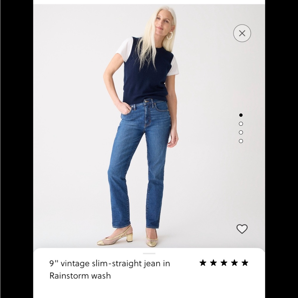 J crew vintage slim straight jeans, rainstorm, 26